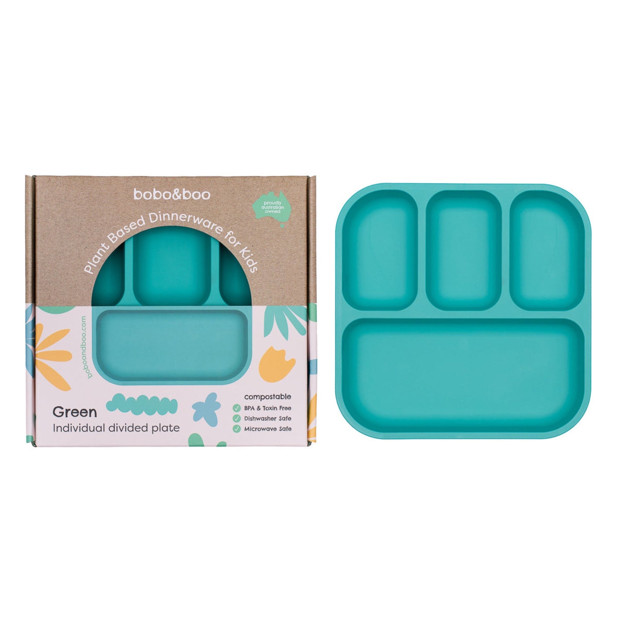 bobo&boo Plant-based bamboo divided plate featured with it's colourful gift box