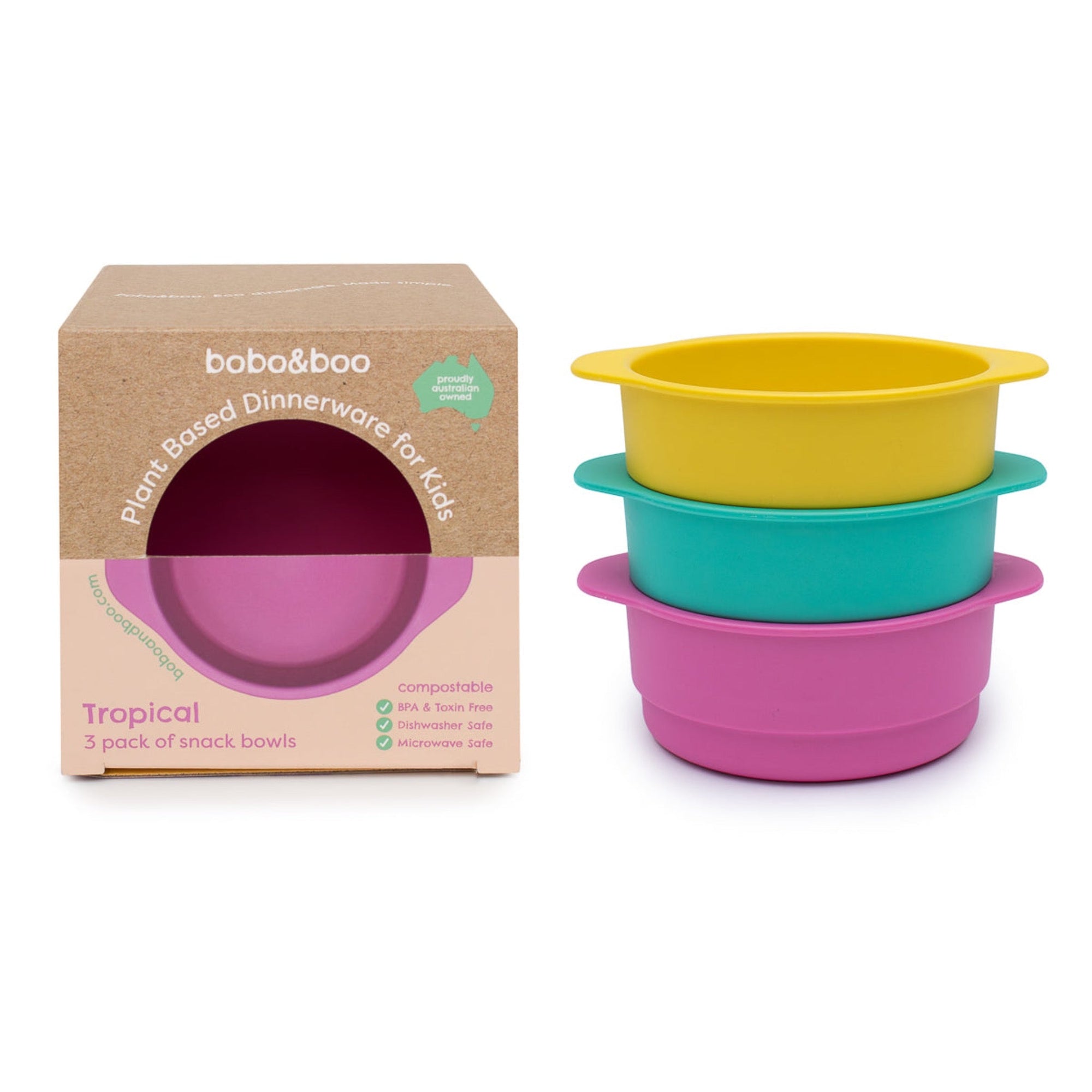 bobo&boo 3-Pack Plant-Based Snack Bowls - Tropical -
