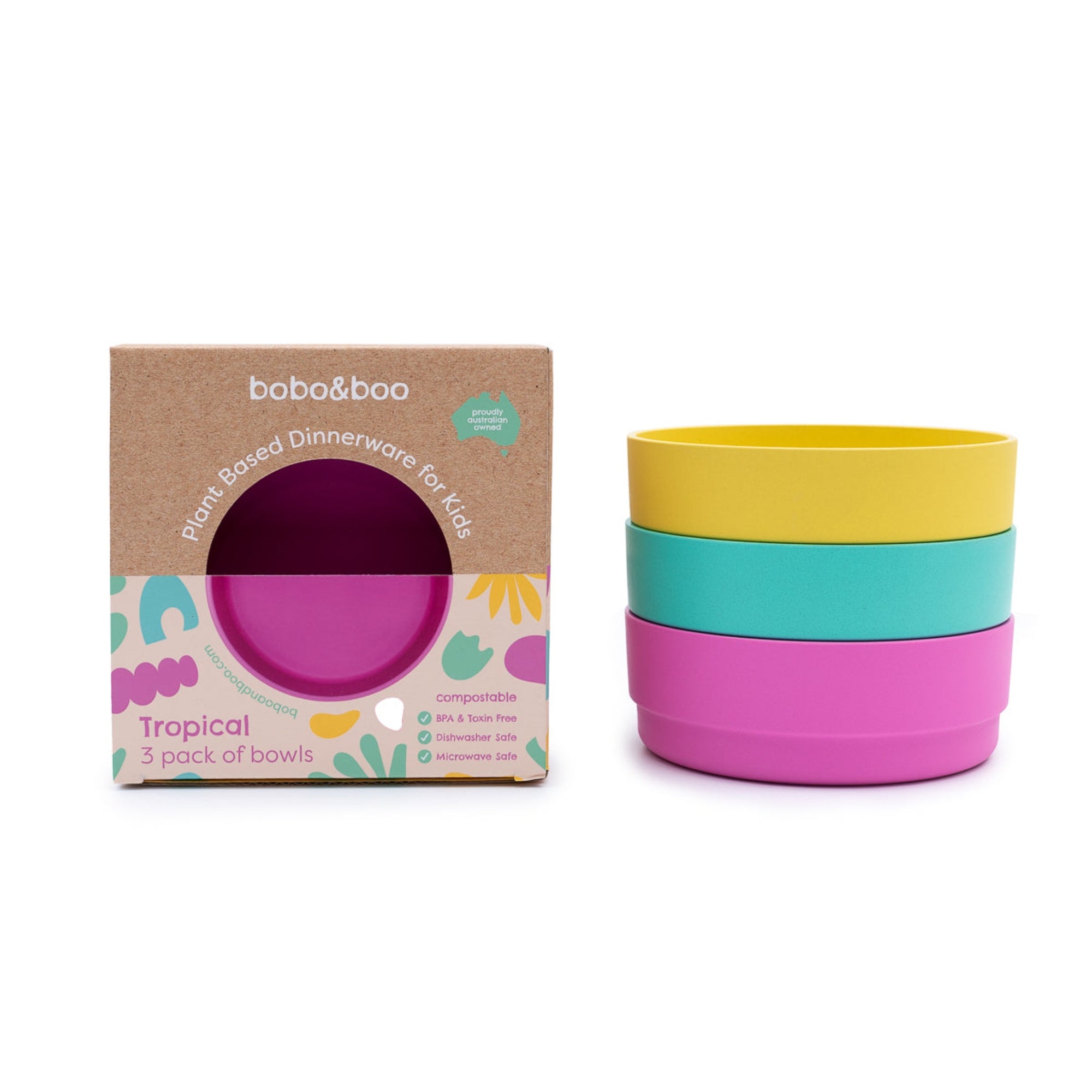 Bobo&Boo Bamboo Kids Snack Bowls, Set of 4 Bamboo Dishes, Non Toxic, Eco Friendly & Stackable Kids Snack Containers, Great Gift for Baby Showers, Birt