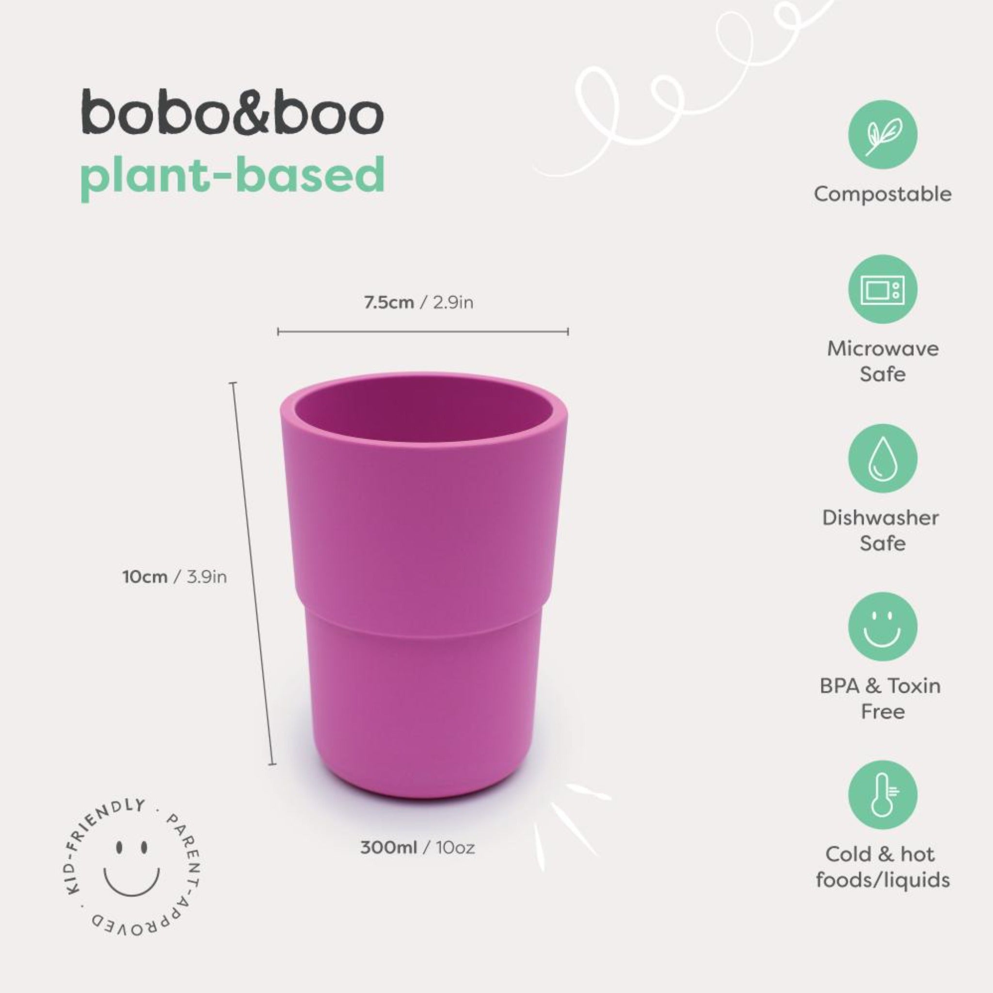 Bobo&Boo Plant-Based Cups for Kids – Melamine and BPA Free - Microwavable and Dishwasher Safe - Eco-Friendly Toddler Drinking Cup Set - Lagoon
