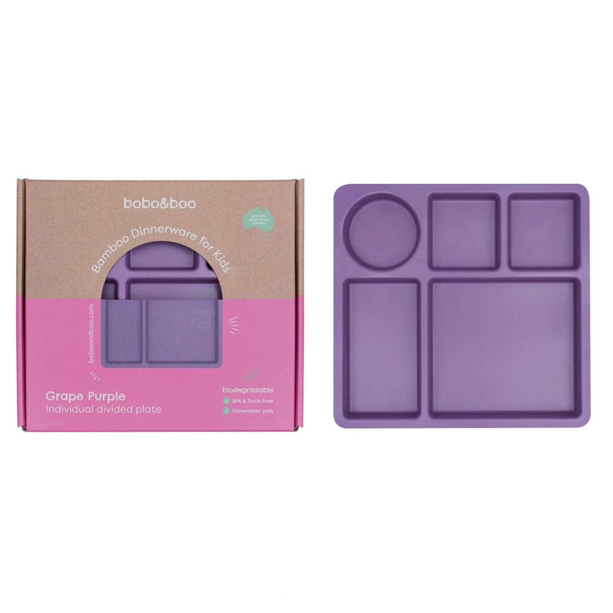 Purple Bamboo Compartment Plates | Toddler & Kids Plates By