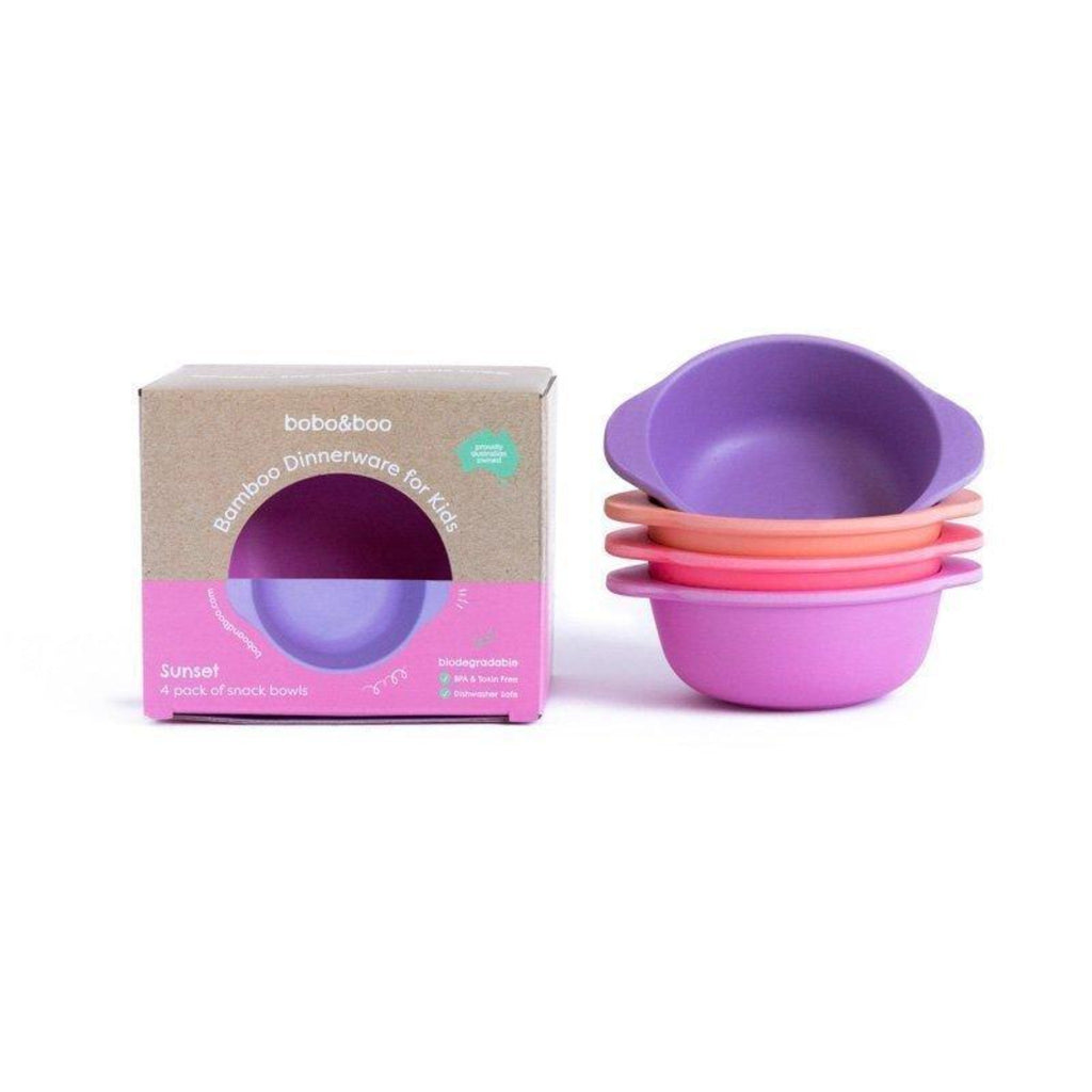 Bamboo Dinnerware Snack Bowls for Kids - Whimsy (Pink / Purple